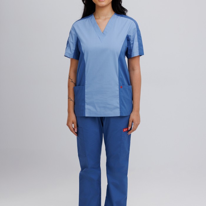 Timeless Scrub suit tow tone Indigo / Ceil Blue 